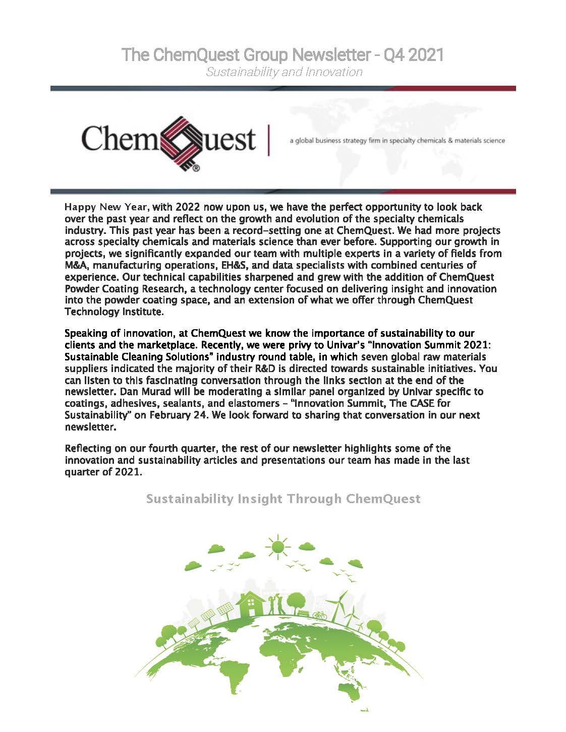 ChemQuest Newsletter Q4 2021