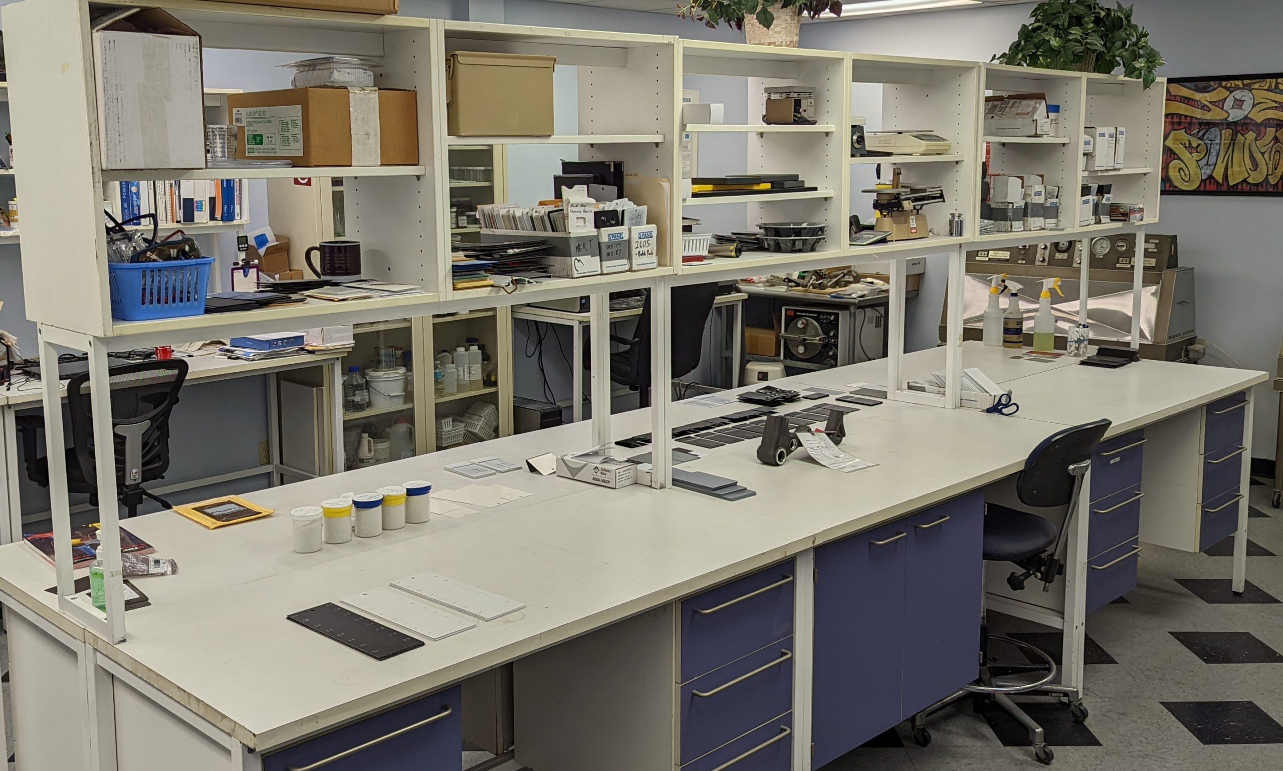 A view of part of the chemquest powder coating research lab space