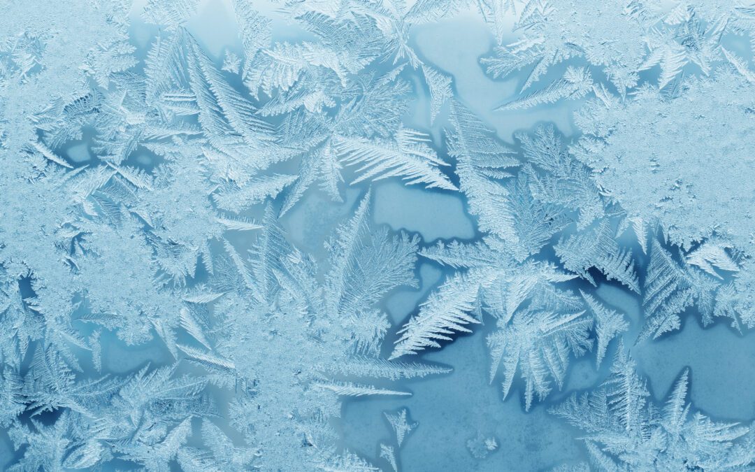 Ice crystals. Icephobic coatings are formulated to ensure that ice doesn’t accumulate on or strongly attach to a surface.